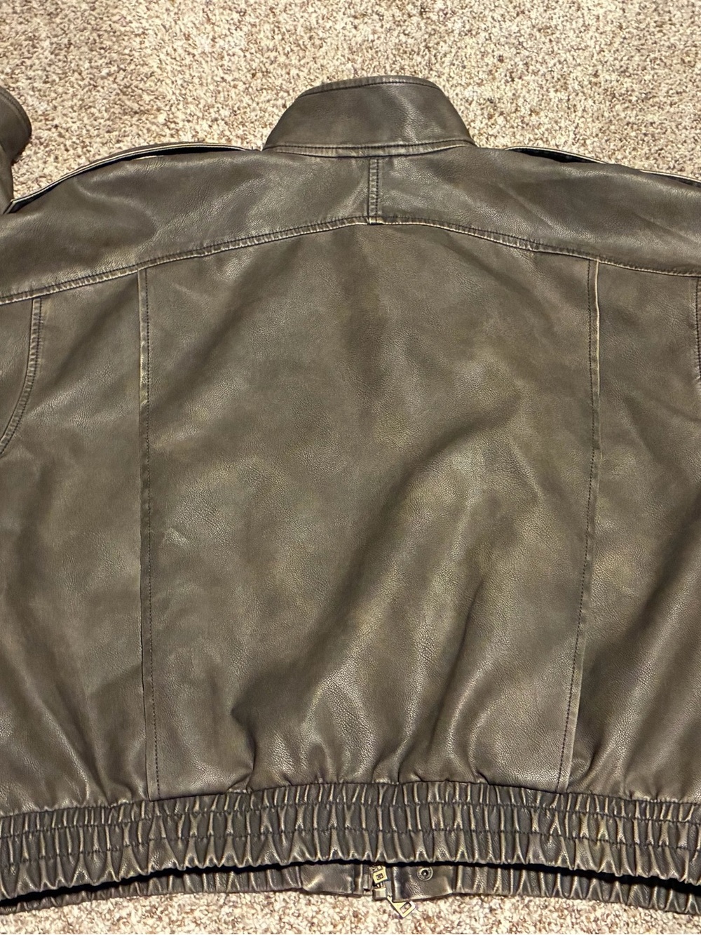 Abercrombie & Fitch Brown Vegan Leather Bomber Jacket - Picture 6 of 6